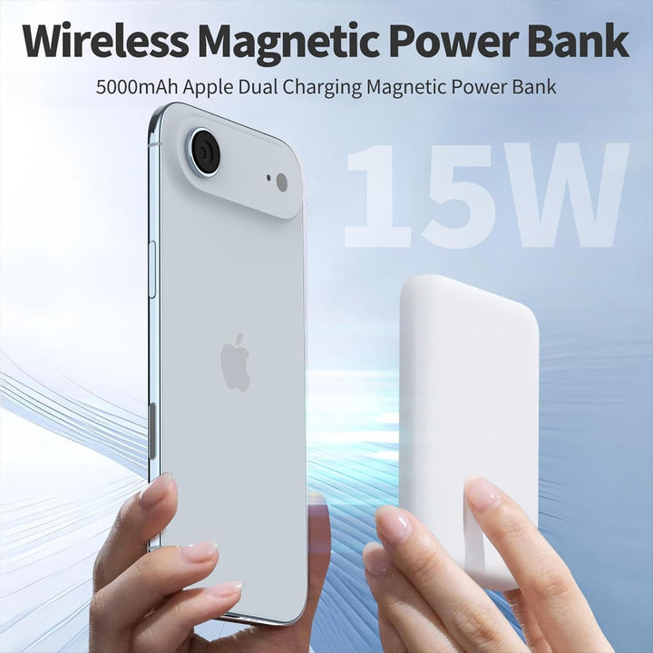 Wireless Power Bank für iPhone, Magnetische Power Bank 5000mAh Schnellladefunktion Ladegerät, Kabell