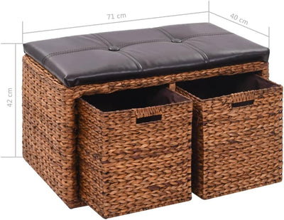 homiuse Sitzbank 71x40x42 cm mit 2 Körben und Gepolsterter Sitz Sitzhocker Hocker Bank Aufbewahrungs