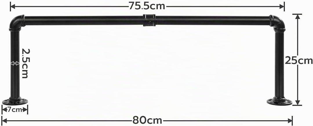 HOOBRO Industrierohr Kleiderstangen 2er Set, 80 cm Garderobenstangen Wandmontage, Abnehmbare Kleider