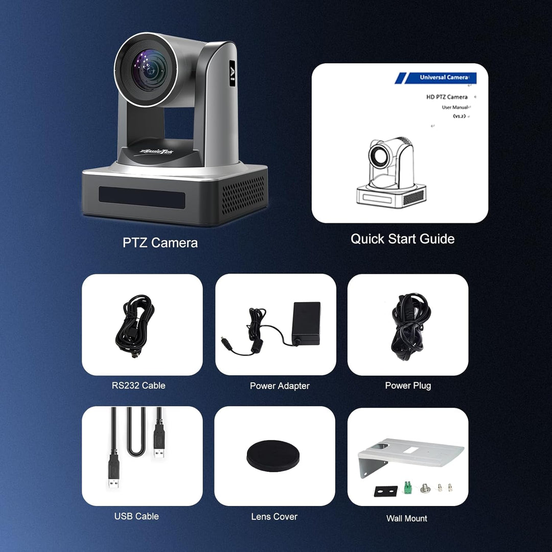 zowietek PTZ Kamera, AI Auto Tracking 1080P60 PoE, 30X optischer Zoom, 3G-SDI HDMI USB 3.0 LAN, Live