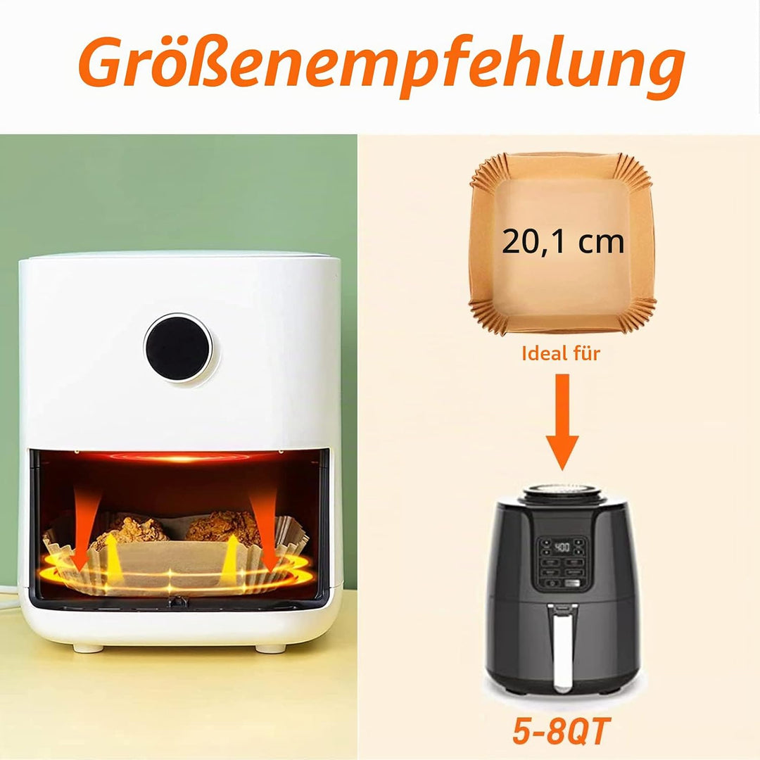 300 Stück Backpapier für Heissluftfritteuse 4,5L-8L, Fuwnvuwn 20-24cm Airfryer Backpapier Pergamentp