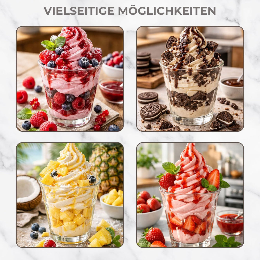 Gino Gelati GG-45W-Blue Rico 4in1 Softeismaschine, Eismaschine, Frozen Yogurt-Milchshake Maschine, F