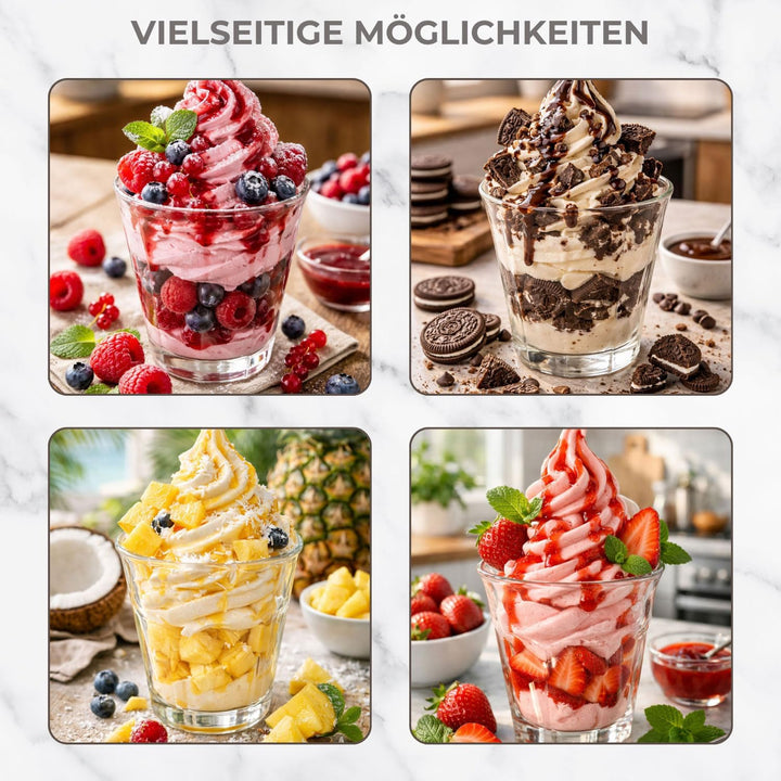 Gino Gelati GG-45W-Blue Rico 4in1 Softeismaschine, Eismaschine, Frozen Yogurt-Milchshake Maschine, F