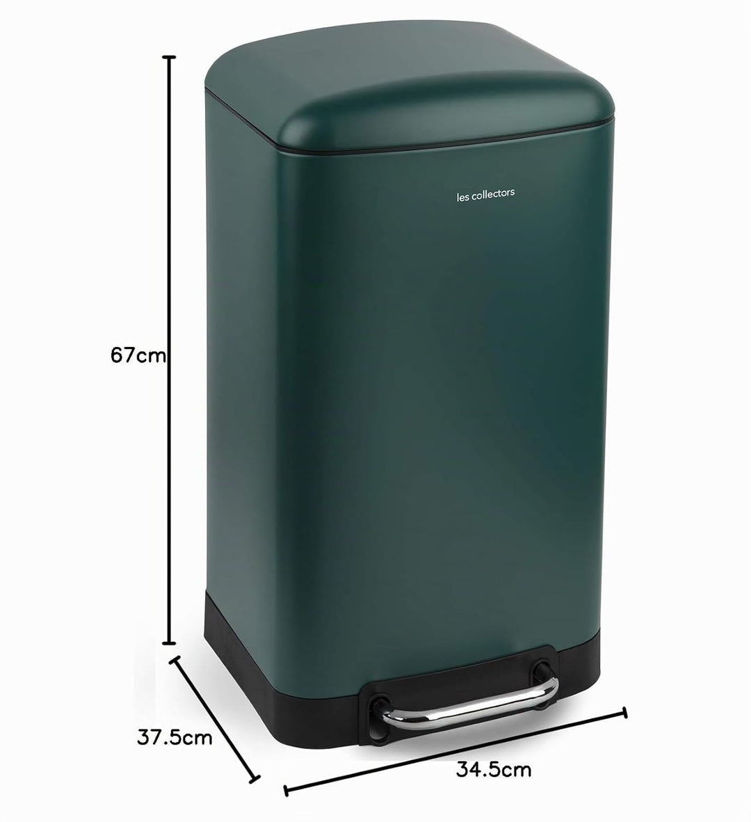 Les Collectors Tret-Mülleimer N°863 / Edelstahl / dunkelgrün, 40 L / herausnehmbarer Inneneimer/ rec