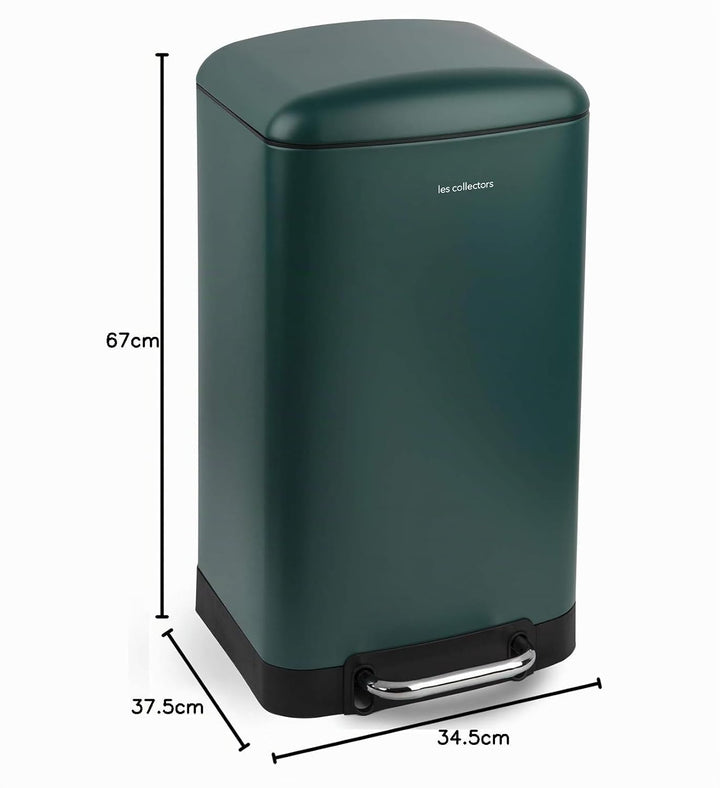 Les Collectors Tret-Mülleimer N°863 / Edelstahl / dunkelgrün, 40 L / herausnehmbarer Inneneimer/ rec