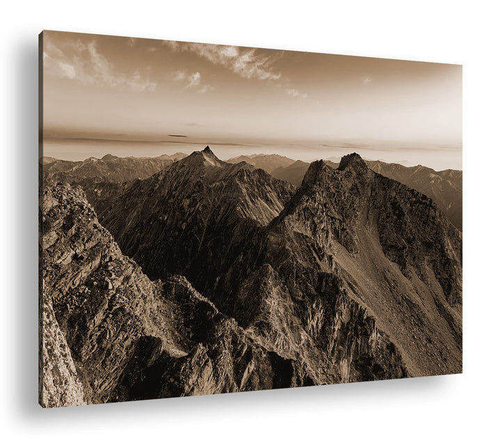 deyoli Die Japanischen Alpen Effekt: Sepia Format: 80x60 als Leinwandbild, Motiv fertig gerahmt auf