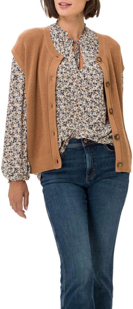 BRAX Damen Style Eve Wollmix Lässiger Optik Strickjacke 42 Vikunja, 42 Vikunja