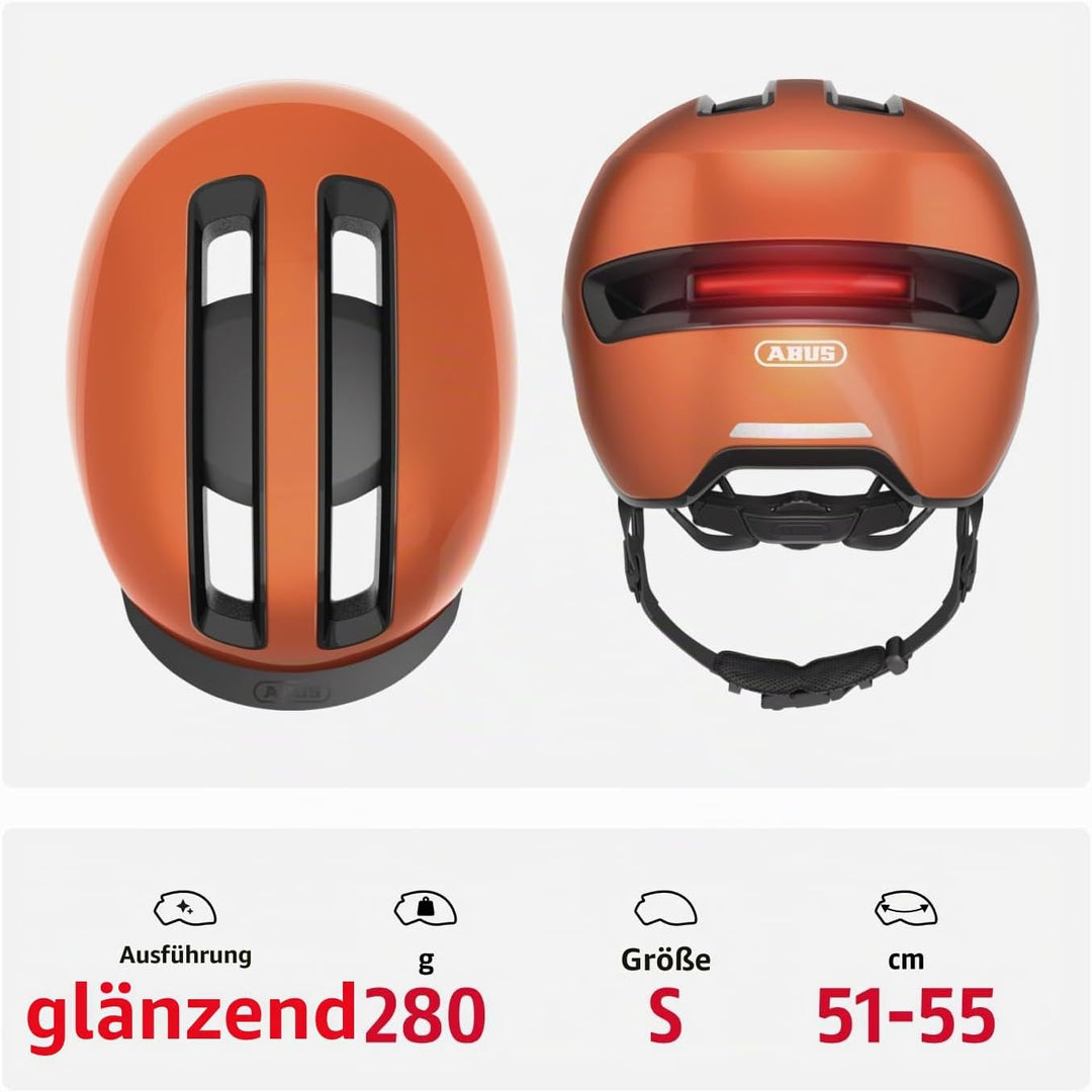 ABUS Urban Helm HUD-Y - mit magnetischem, aufladbarem LED-Rücklicht &amp; Magnetverschluss - cooler Fahr