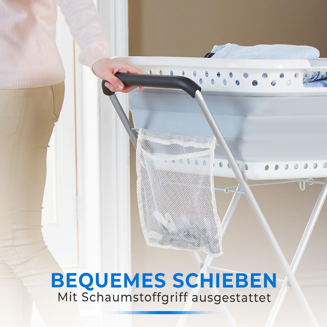 Wäschekorb Trolley mit Rädern – einfaches Transportieren und Aufhängen der Wäsche – platzsparend und