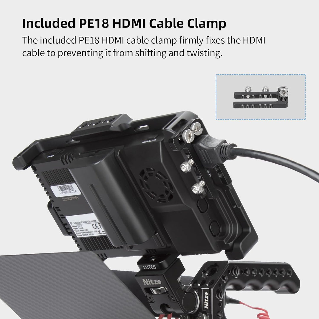 Nitze Cage for Feelworld LUT6 / LUT6S / LUT6E Monitor with Sunhood and HDMI Cable Clamp Built-in NAT