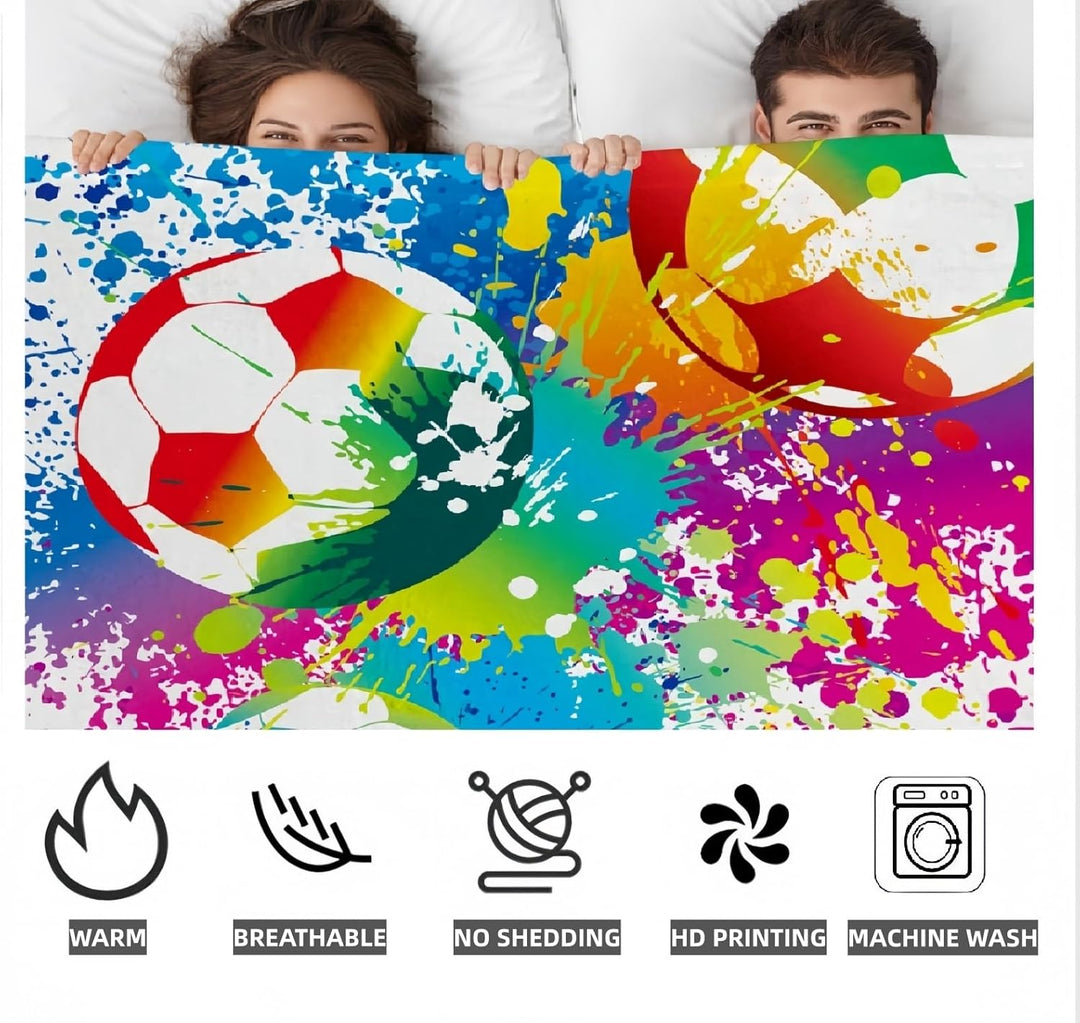 Goodbath Fussball Decke, Bunte Fussball Fleece Wurf Decke für Couch Sofa Bett Home Office,200 x 150