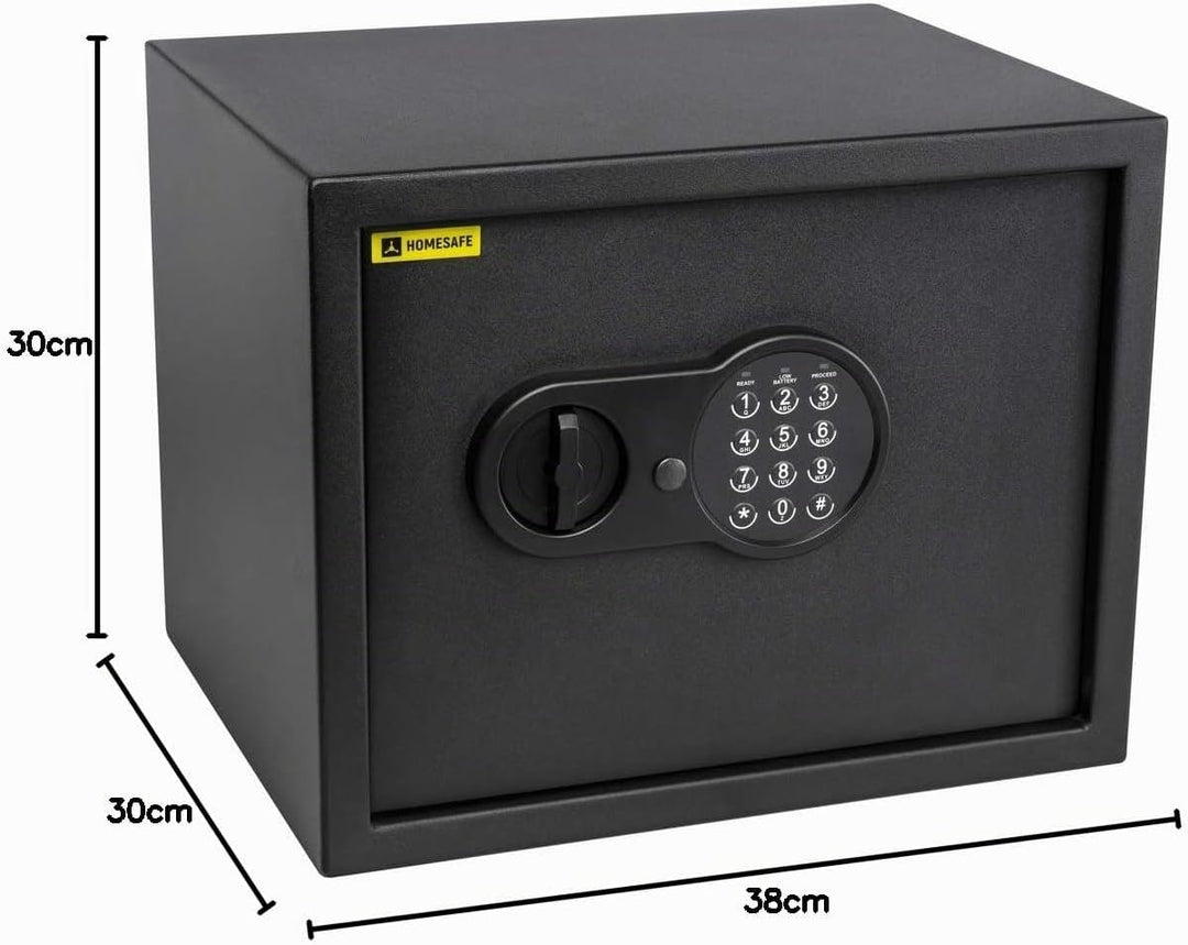 HomeSafe HV30E Möbeltresor mit Elektronikschloss, 30x38x30cm (HxBxT), Digitaler Tresor für Zuhause,