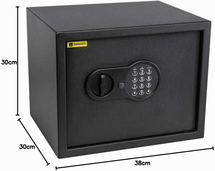 HomeSafe HV30E Möbeltresor mit Elektronikschloss, 30x38x30cm (HxBxT), Digitaler Tresor für Zuhause,