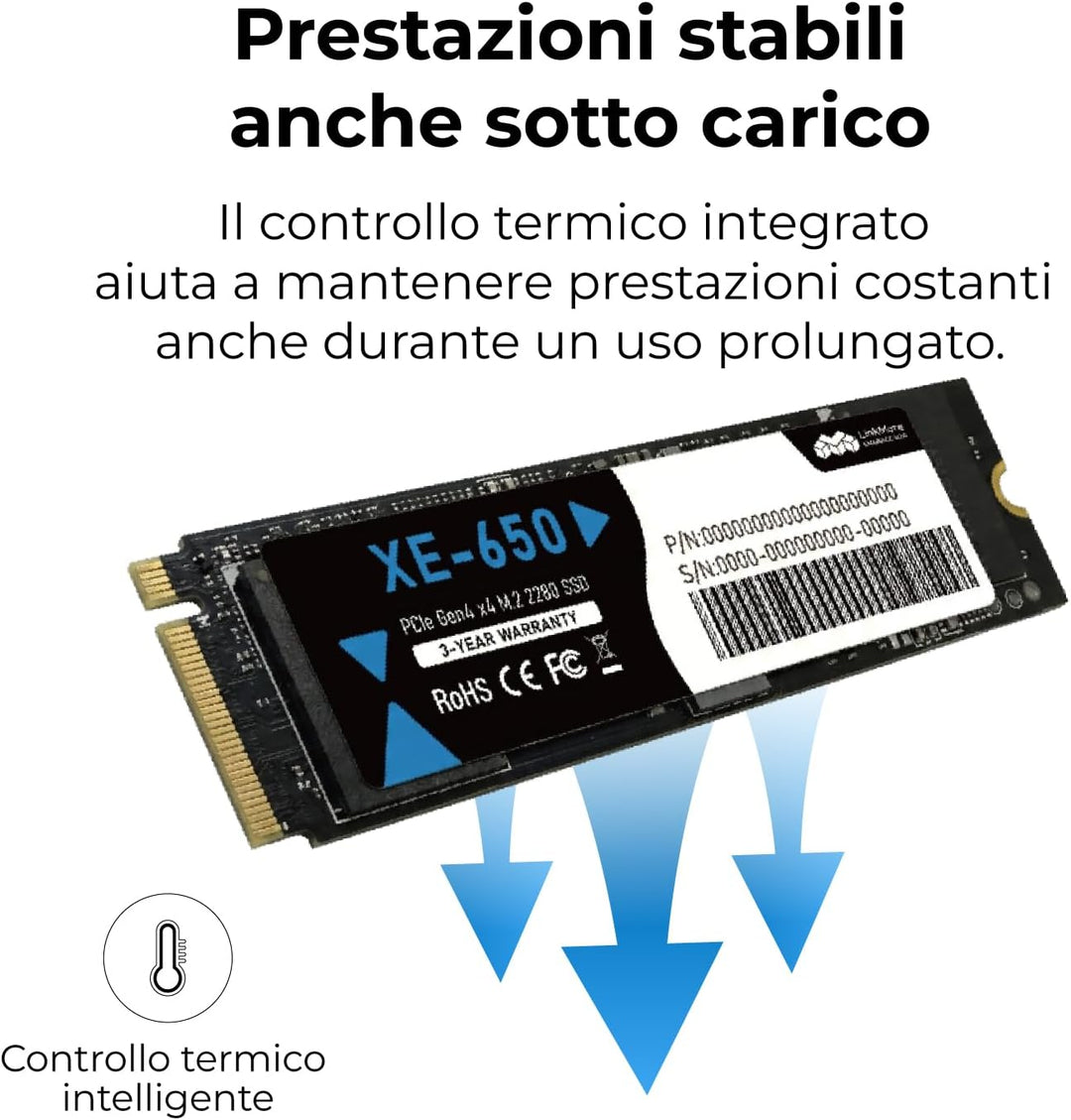 LinkMore XE-650 1TB NVMe SSD PCIe 4.0 M.2 2280 Interne SSD, Lesen bis zu 7200 MB/s, Schreiben bis zu