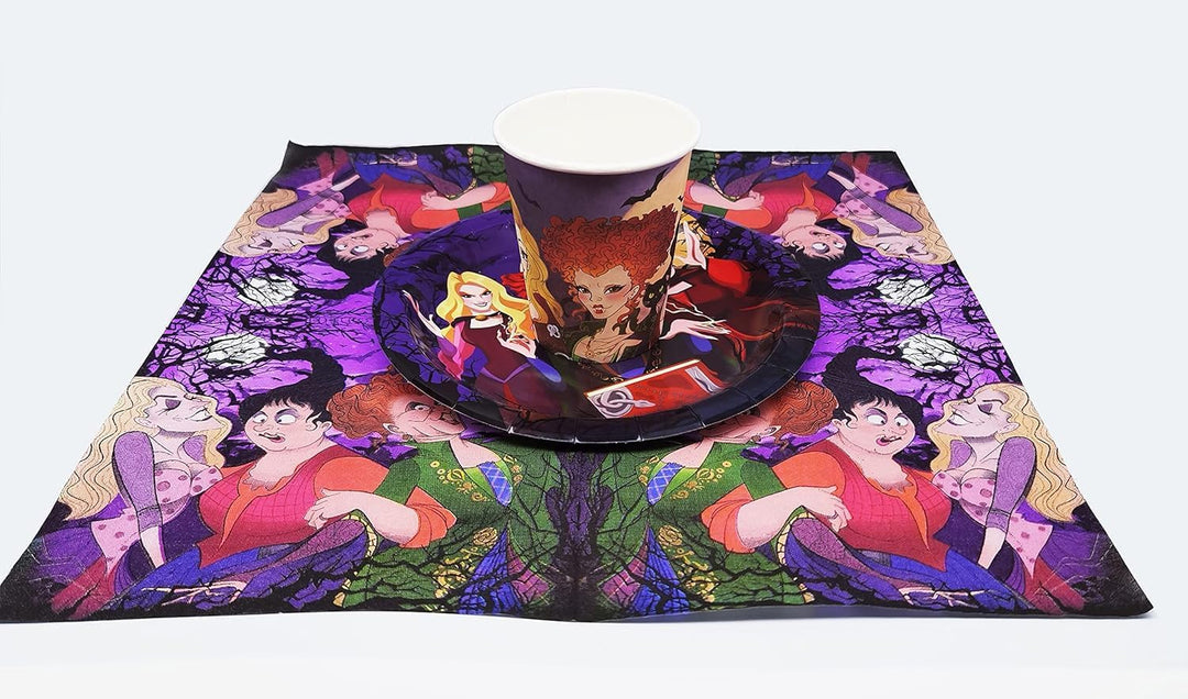 Hocus Pocus Thema Partygeschirr,Party Dekoration Grusel Hexen Witch Sisters,Crazy Partygeschirr Gebu
