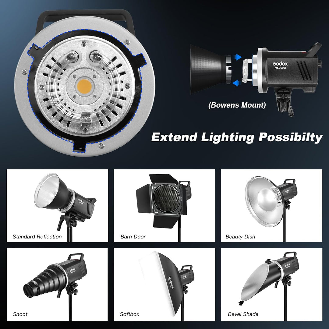 Godox MS300V 2-Pack Professional Studio Strobe Flash Light 300W Studio Flash Strobe kit 300W GN58 0,