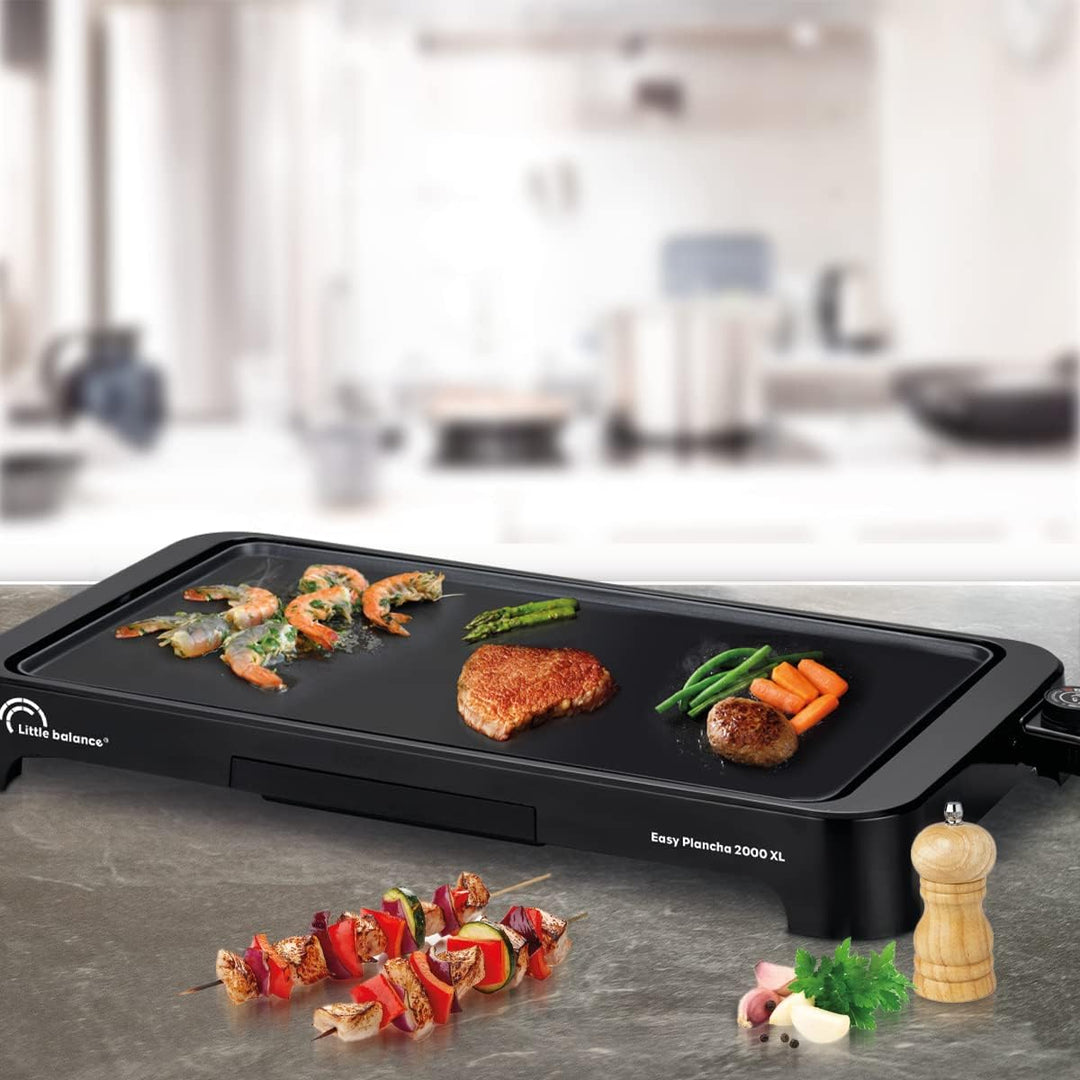 LITTLE BALANCE 8552 Easy Plancha 2000 XL Elektrische Grillplatte für 6-8 Personen, XXL-Kochfläche, a