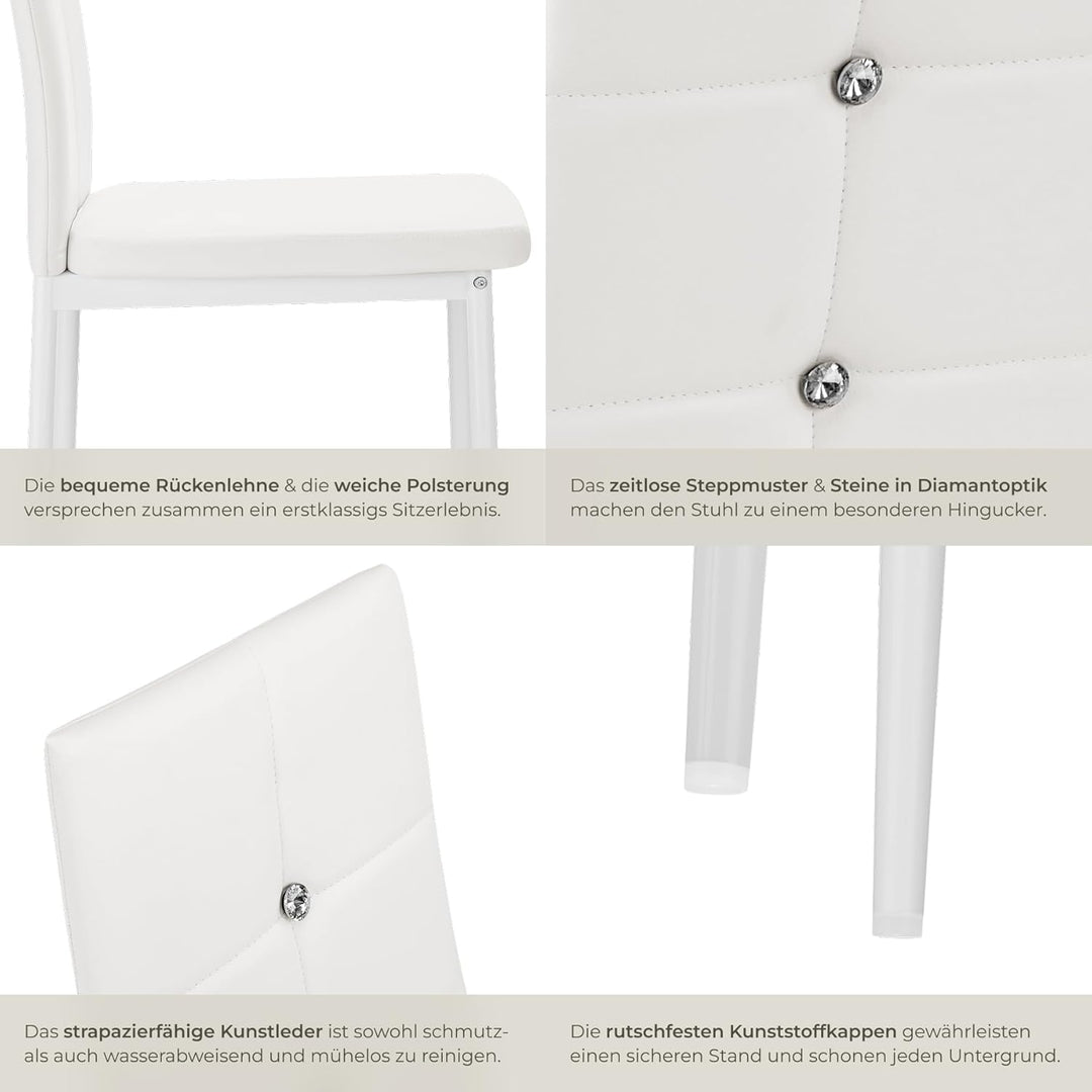 tectake Esszimmerstuhl 40x42x97cm | -Diverse Farben und Mengen- (4X Weiss | Nr. 402547), 4x Weiss |