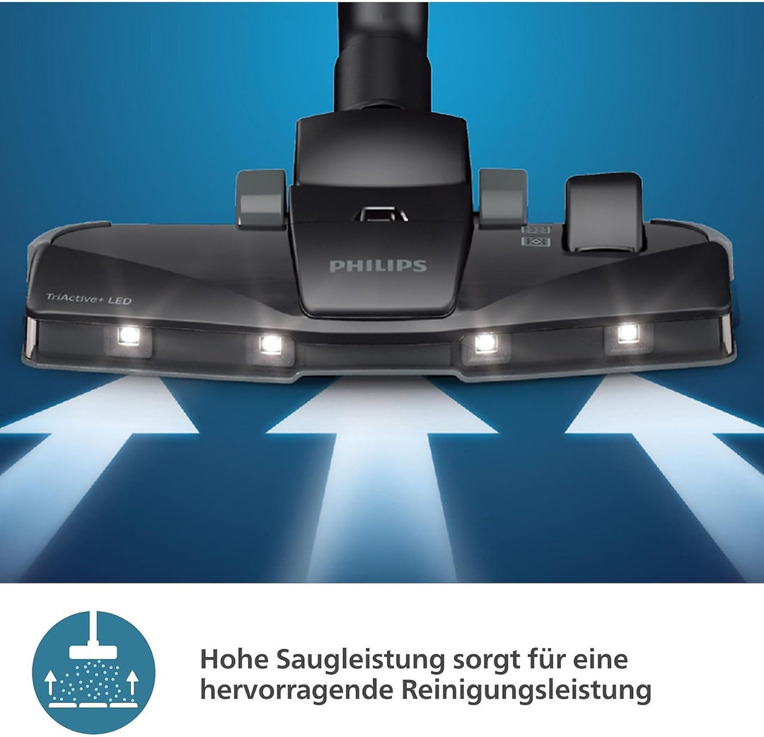 Philips 6000-Series Beutelstaubsauger Performer LED - 900 W Motor, TriActive+ LED-Düse, HEPA, 9 m, L