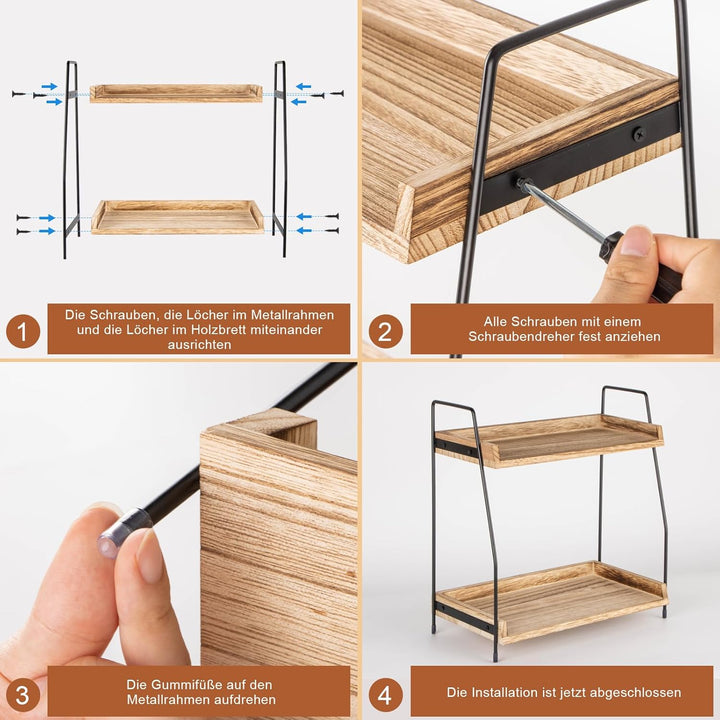 ANBOXIT Kaffee Organizer, Kaffeebar Zubehör Organizer Holz, Kaffee Aufbewahrung für Kaffeestation, A