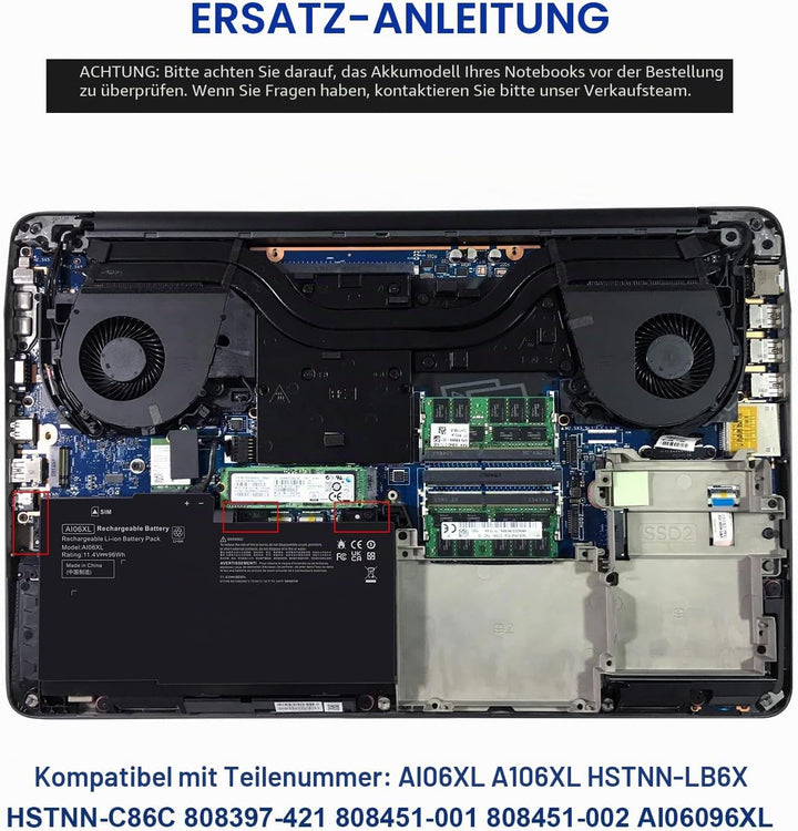 ASUNCELL 96Wh AI06XL Laptop Akku für HSTNN-LB6X HSTNN-C86C 808397-421 808451-001 808451-002 AI06096X