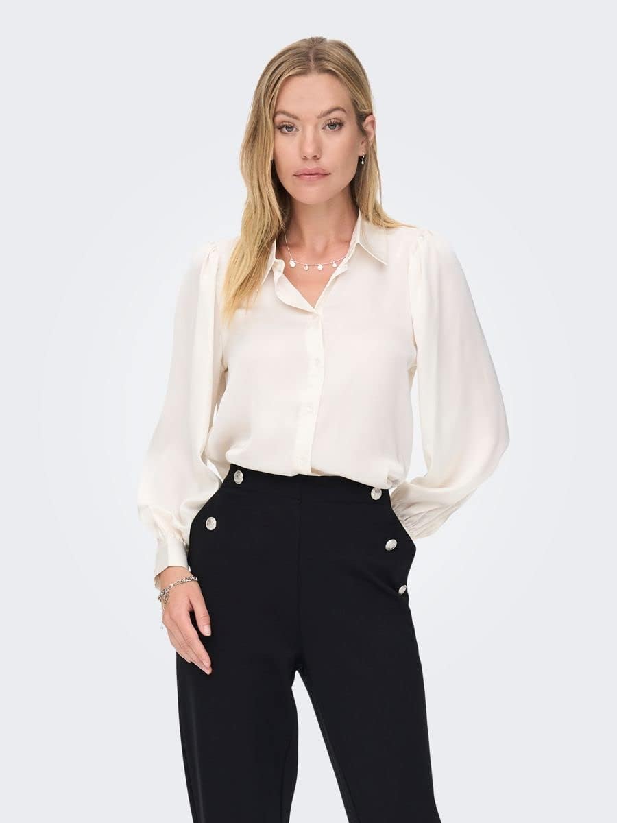NAME IT Damen Onlzora Ls Puff Shirt Noos Wvn XS Macadamia, XS Macadamia