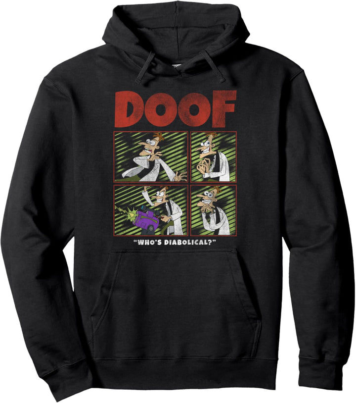 Disney Phineas und Ferb Doof Who's Diabolical Comic Box Up Pullover Hoodie