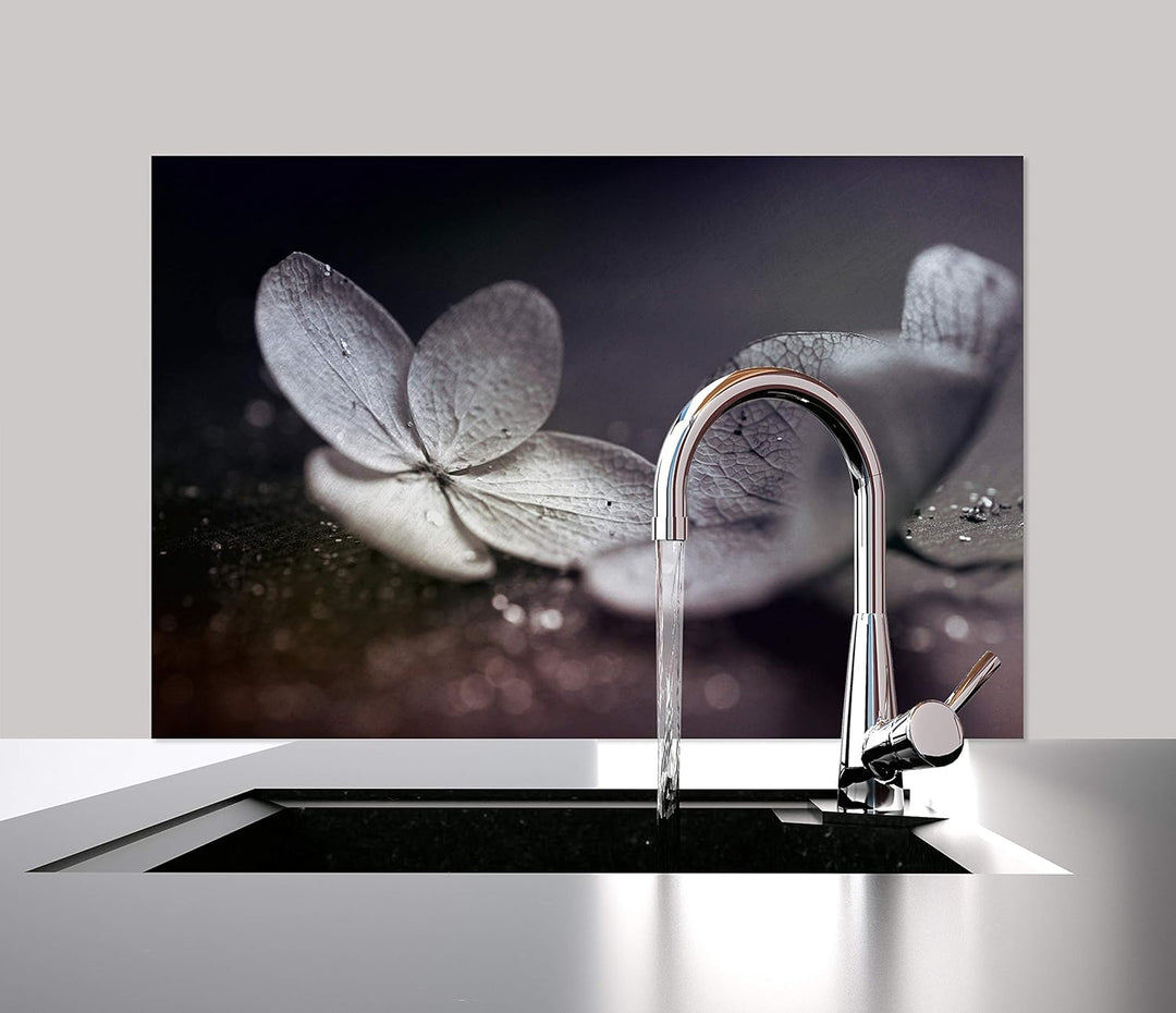 cuadros-lifestyle Küchen Spritzschutz „Hortensien“ | Küchenrückwand | Alu-DiBond | Fliesenschutz für