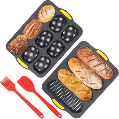 Brötchen Backform Silikon, Brotbackformen Silikon Set, Mini Baguette Backform, Backform Baguette Bro