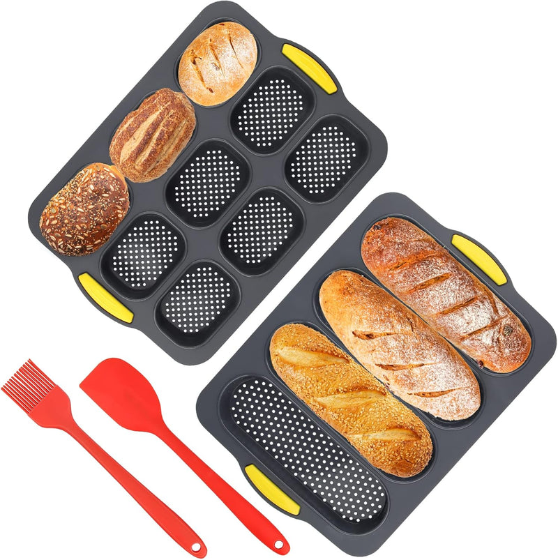 Brötchen Backform Silikon, Brotbackformen Silikon Set, Mini Baguette Backform, Backform Baguette Bro