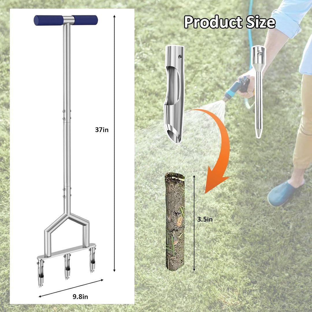 Manueller Kern Rasenbelüfter Werkzeug, 2-in-1 Rasenentkernbelüfter & Rasenbelüfter Spikes, mit 3 aus