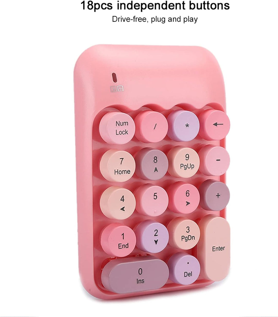 Mini 2,4 G Bluetooth Ziffernblock, 18 Tasten Nummernblock, Kabelloser Ziffernblock, Vintage, Bunte R