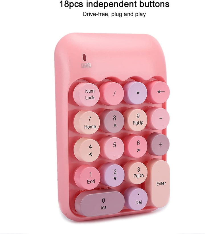 Mini 2,4 G Bluetooth Ziffernblock, 18 Tasten Nummernblock, Kabelloser Ziffernblock, Vintage, Bunte R