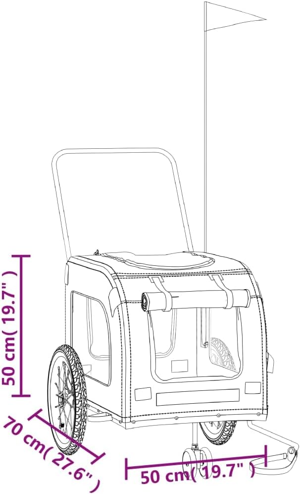 vidaXL TiertransportHaustierwagenOutdoor-Träger 63 x 121 x 65 cm Orange, 63 x 121 x 65 cm Orange