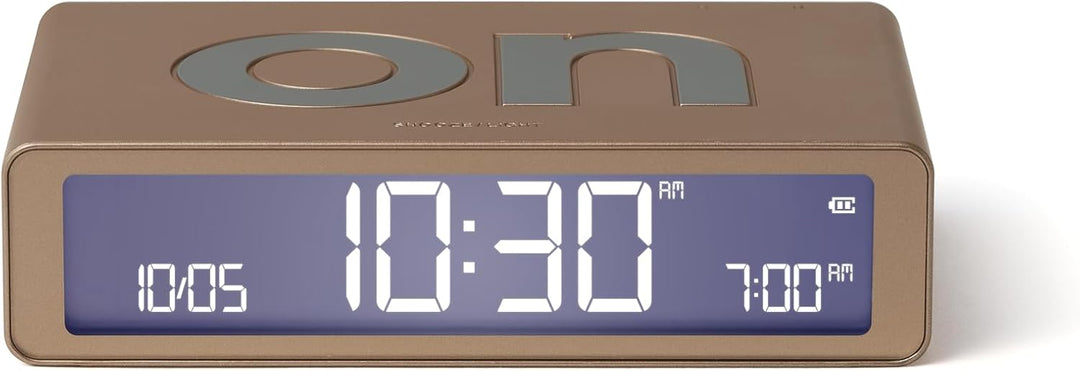 Lexon Flip Classic Digitaler Wecker mit umkehrbaren EIN/Aus-Seiten, wiederaufladbare Nachttischuhr m