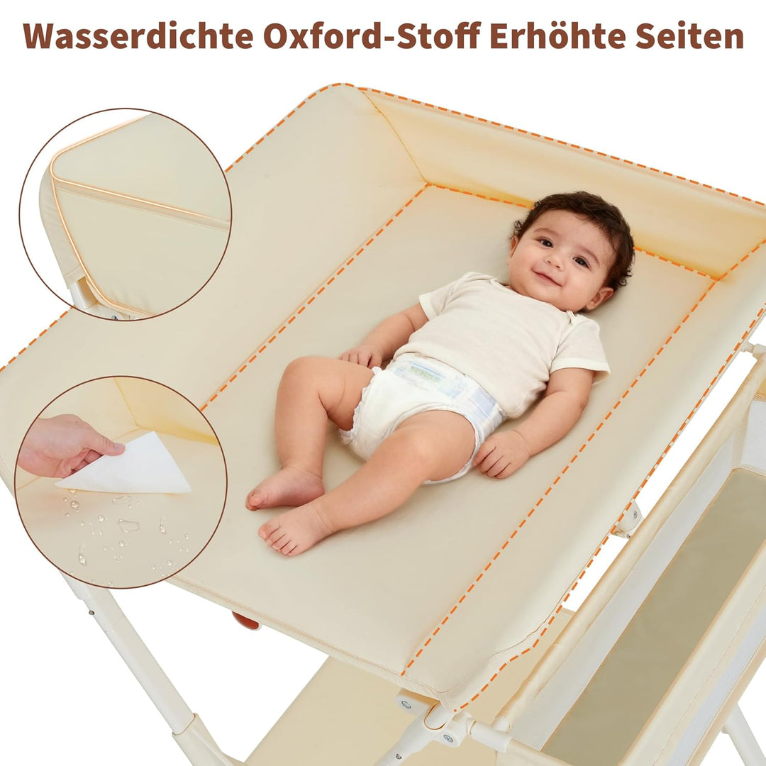 Virimolo Baby Wickeltisch Mit Rollen, Tragbare, Höhenverstellbare Und Klappbar Wickelstation Mit Org