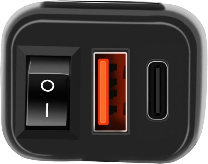 12V Steckdose Auto Ladegerät mit Schalter, KFZ QC3.0 PD Type C USB mit Switch, Wasserdicht für KFZ W