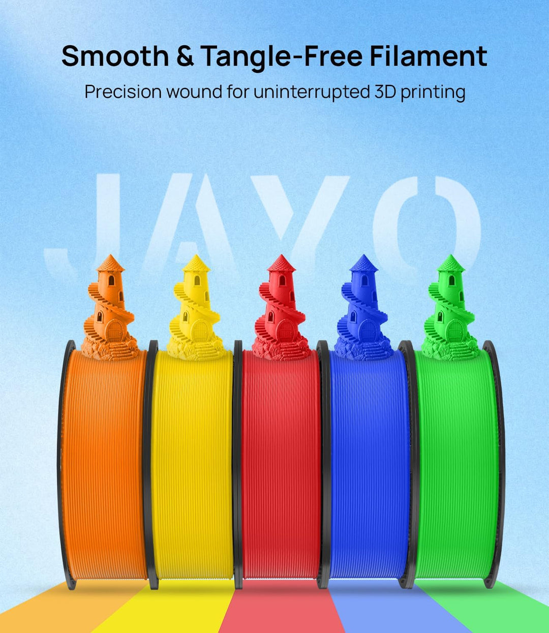 JAYO PLA Filament 1.75 mm, 3D Drucker Filament, Massgenauigkeit +/- 0.02mm, 1.1 KG Spule (2,4 lbs),