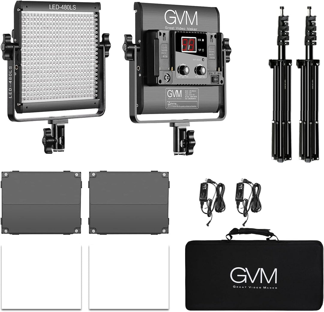 GVM LED Videoleuchte mit Stativ, APP-Steuerung 480 LED Studiolicht 13000Lux/0,5m 2300K-6800K Studio