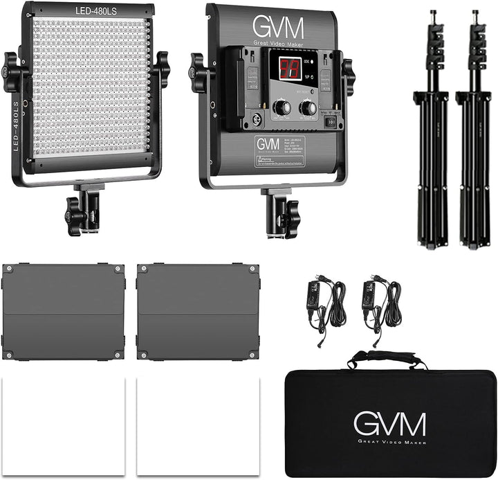 GVM LED Videoleuchte mit Stativ, APP-Steuerung 480 LED Studiolicht 13000Lux/0,5m 2300K-6800K Studio