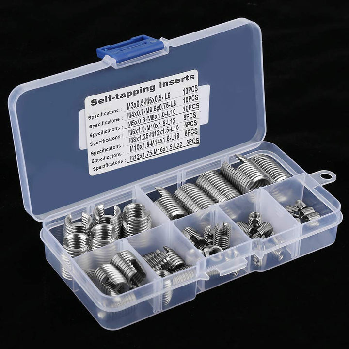 Edelstahl Innengewinde Selbstschneidende Set Gewindeeinsätze Gewinde Verstärken Repair Tool 50 Stück
