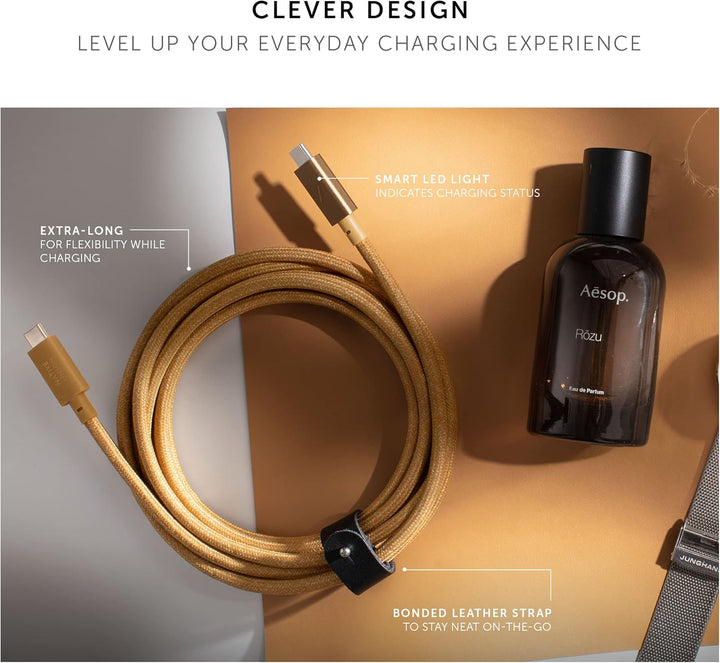 Native Union Type-C Belt Kabel Pro - 240 W USB-C auf USB-C 2.4m Ultrastarkes Ladekabel kompatibel mi