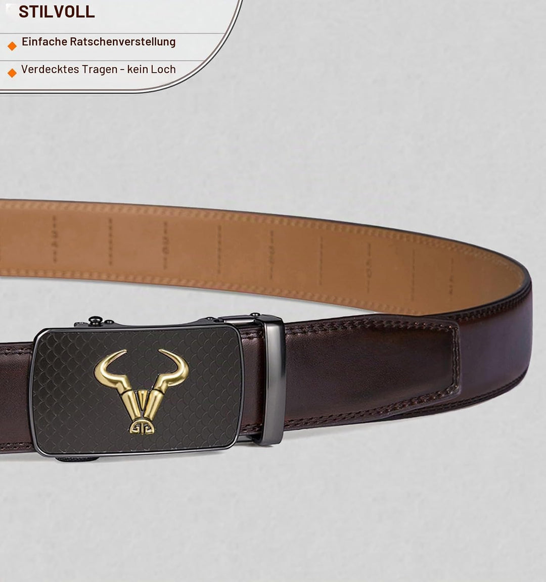 BULLIANT Gürtel Herren, Gürtel Ratsche Ledergürtel 35mm,Grösse Angepasst | Herren Automatikgürtel Bu