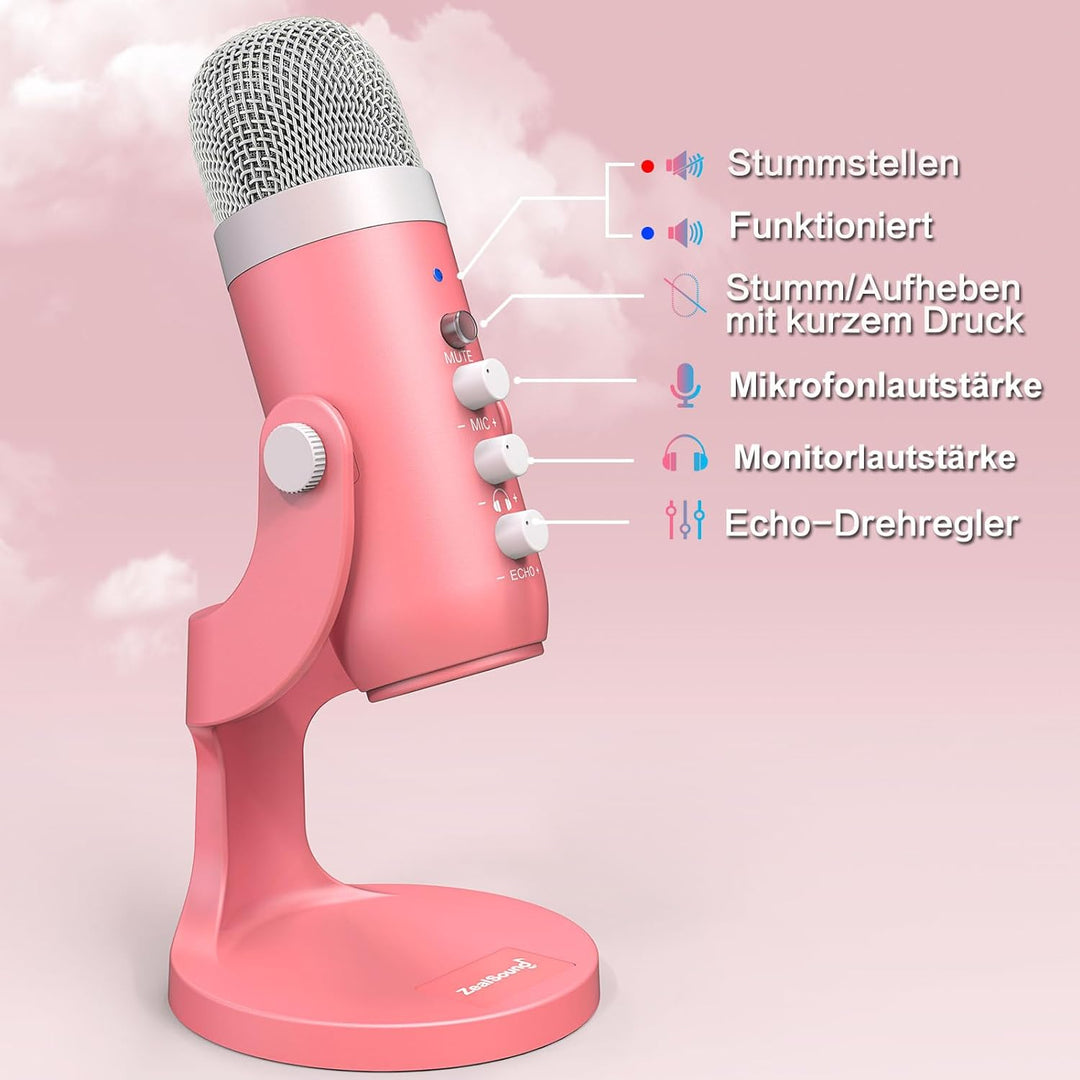 zealsound USB Mikrofon, k66 Gaming Mikrofon für Handy, PC, PS4&amp;5, Kardioid Studio Kondensatormikrofo