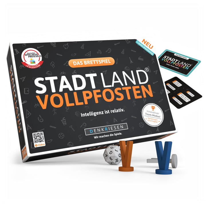 DENKRIESEN - Stadt Land Vollpfosten® Das Brettspiel | Grundspiel inkl. Junior Erweiterung | Ab 8 Jah