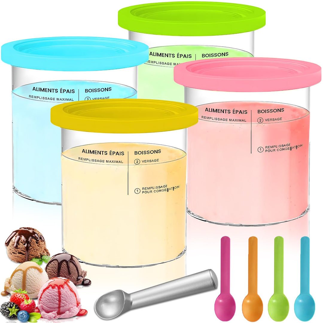 4x Ersatzbehälter 800 ml kompatibel mit CREAMi Deluxe NC500 NC501 | wiederverwendbare Gefrierdosen m
