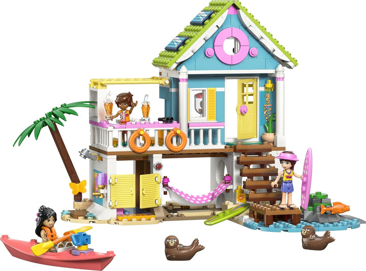 LEGO Friends Strandhaus mit Robben - Miniatur Spielset mit 3 Mini Puppen, 2 Meeres Tierfiguren und Z