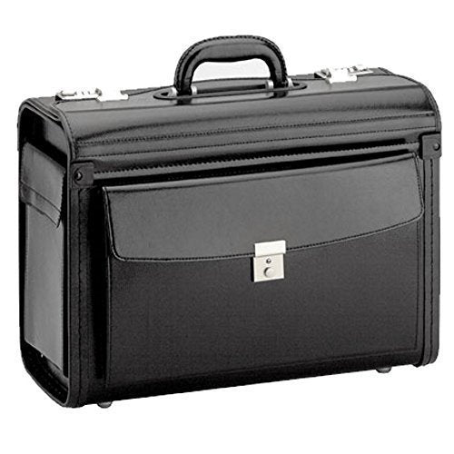 D&N - Pilotenkoffer aus Echt Leder, Schwarz, 46 x 32 x 20 cm