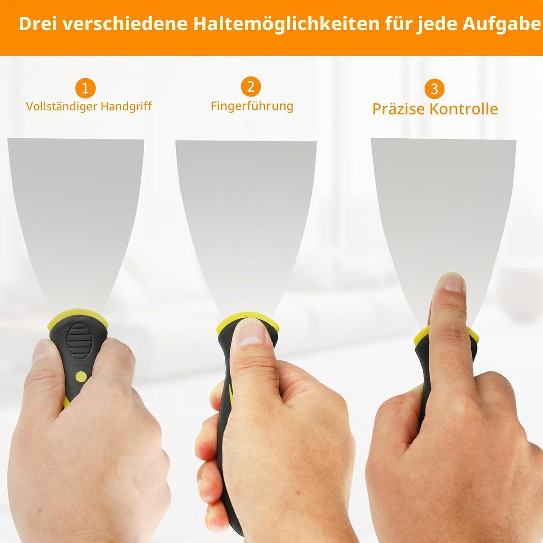 8 Stück Spachtel Set - Edelstahl Malerspachtel Spachtel Set mit Kunststoffgriff - Rostfrei Gipser Sp
