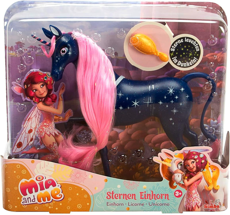 Simba 109483043 - Mia and Me 25cm Sternen Einhorn, Unicorn, Spielpferd mit Sternen am Körper, die im